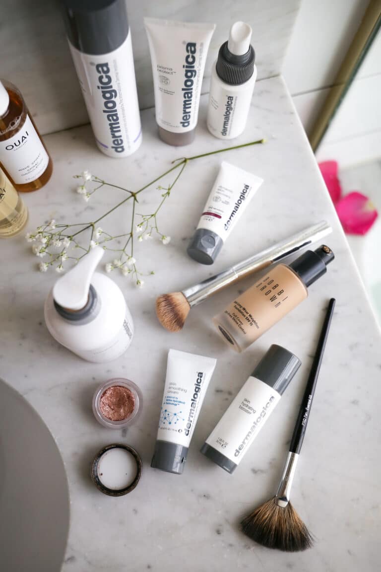 lifestyle product & makeup on counter